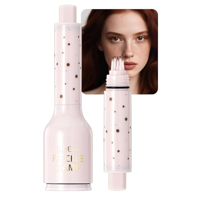 Upgrade Faux Freckle Stamp Pen – Waterproof Fake Freckles Makeup Tool, Natural-Looking Freckle Maker & Spray with Multi-Prong Precision Stamp Head, Long-Lasting Sunkissed Makeup (Deep Chestnut Brown)