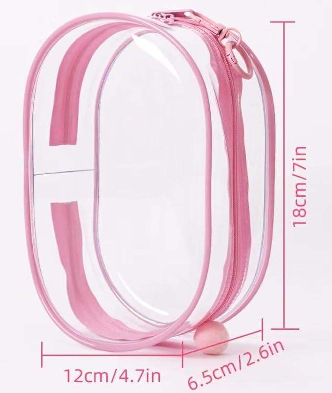 Buminee Clear Display Pouch with Detachable Keychain, Waterproof Storage Case for Stuffed Dolls. Lipstick, Keychains & Charms, 7'' Tall Clear Organizer Bag for Figures/Accessories-Pink 1 Pack