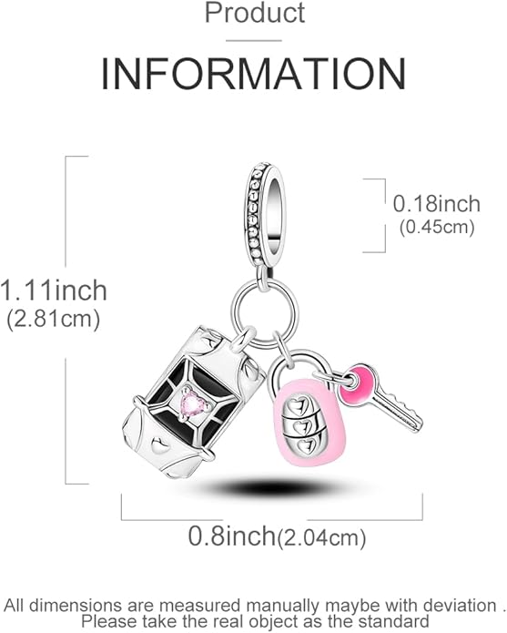 NARMO Charms for Bracelets 925 Sterling Silver Star Dangle Charms Car Keys Lipstick Dangle Charm Beads for Women Bracelets Necklace