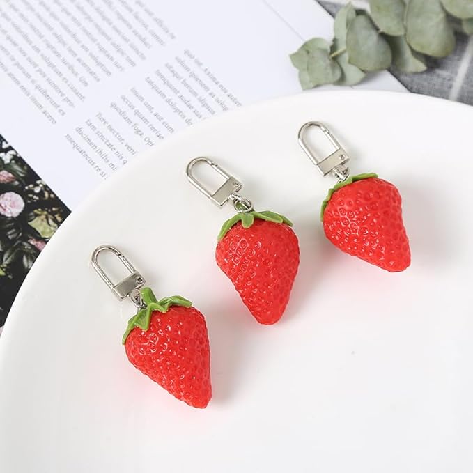 HSYHERE Men Women Creative Interesting Novelty Stylish Mini Simulated Food Orange Shrimp Keychain Key-ring Pendant