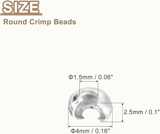 uxcell 100pcs Crimp Bead Covers, 3mm/0.12" Half Round Open Crimp Beads Knot Cover Metal Small Loose Beads End Tip for Bracelet Jewelry Making Craft DIY, Silver