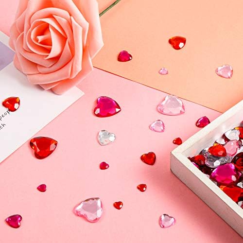 Chuangdi 516 Pcs Acrylic Rhinestone Crystal Gems Rhinestone Flat Back 18mm/12mm/10mm/6mm for Valentine's Day Wedding Decoration DIY Clothes Shoes Jewelry Making Crafts(Sweet Color,Heart)