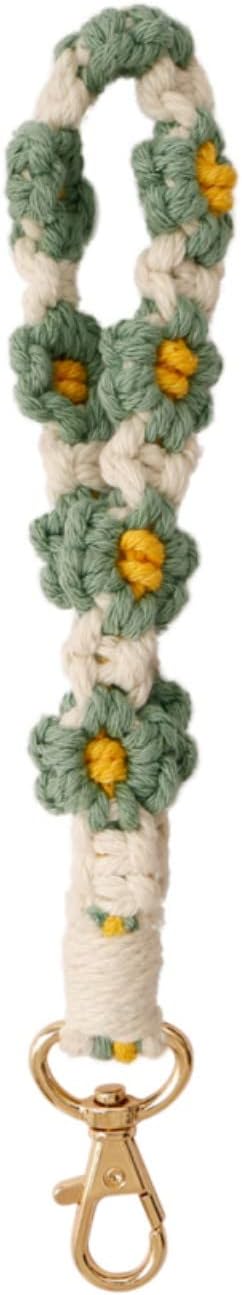 Macrame Keychain Handmade Wristlet Keychain Wrist Lanyard for Keys Cute flower keychain Key Chain for Women