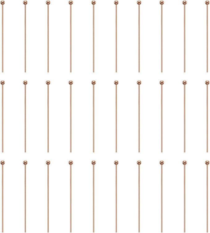 HARFINGTON 100pcs Ball Head Pins 1.18" 30mm Round Head Pins for Earring Pendant Necklace Bracelet Charm Jewelry Making Findings DIY Craft, Rose Gold