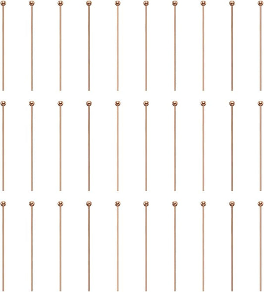 HARFINGTON 100pcs Ball Head Pins 1.18" 30mm Round Head Pins for Earring Pendant Necklace Bracelet Charm Jewelry Making Findings DIY Craft, Rose Gold