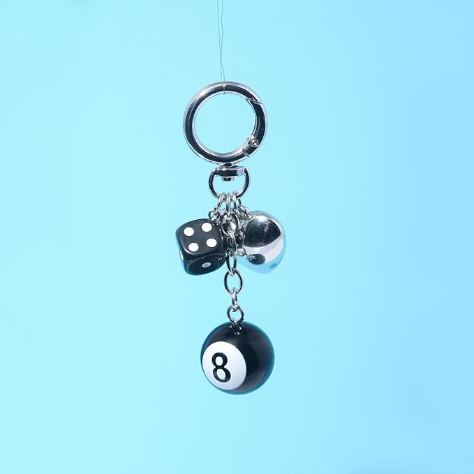 FunBoat Magic 8 Ball Cute Dice Charm Keychain Cute Backpack Purse Bag Hangings Accessories, Y2k Key Chain Gift Aesthetic