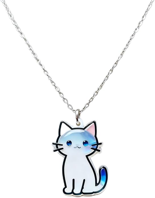 Trendy Cartoon Cat Necklace - Sturdy Alloy Chain, Colorful Acrylic Kitten Pendant, Ideal Gift for Cat Enthusiasts and Casual Outfits
