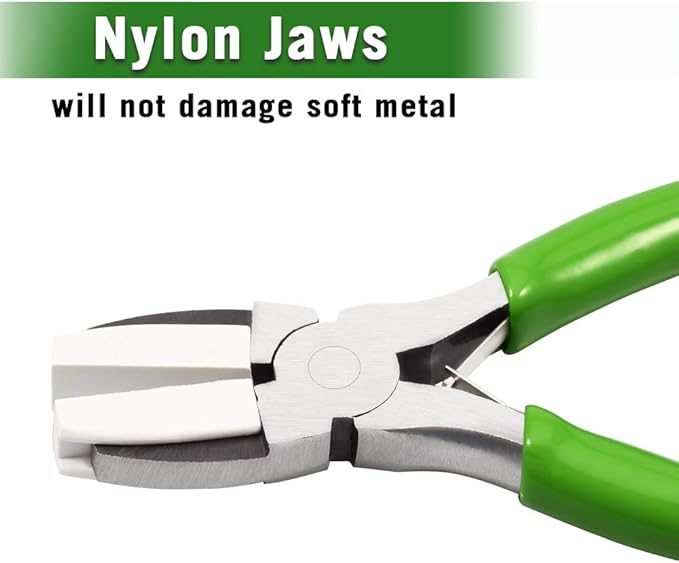 SPEEDWOX 5 Inches Flat Nose Plier Nylon Jaw Pliers 2 Pcs Set Soft Jaw Pliers for Chain Making Wire Wrapping Tool Mini Wire Straightentener Wire Bending Shaping Jewelry Making Tool