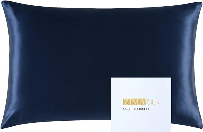ZIMASILK 25 Momme 100% Pure Mulberry Silk Pillowcase for Hair and Skin Care, Highest Grade 6A Pillow Cases for Women, Long-Lasting Durablity, Gift for Women Men, 1Pc (Standard 20"x26", Navy Blue)