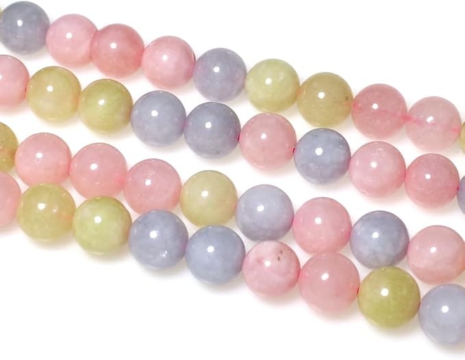 MJDCB Stone Beads 8mm 43pcs Round Morganite Color Jade Loose Gemstone Bead Charms for Jewelry Making Bracelet Necklace Earring Pendant
