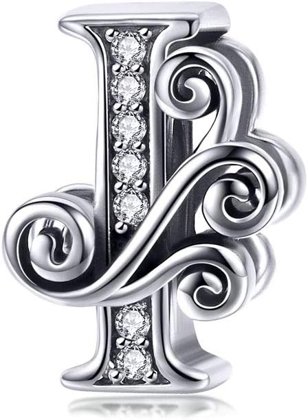 925 Sterling Silver Letter Charms for Pandora Bracelets Alphabet Initial Charms Beads Birthday Christmas Jewelry Gift for Women