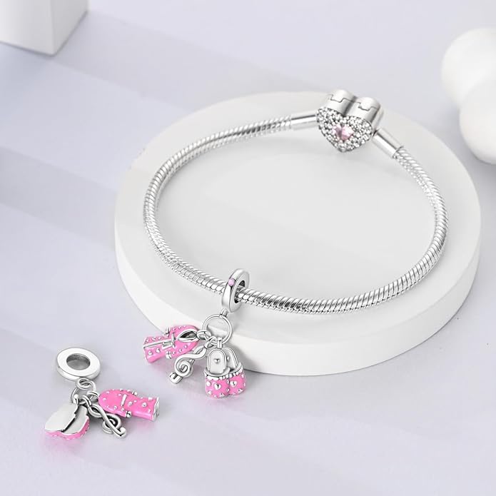 NARMO Charms for Bracelets 925 Sterling Silver Star Dangle Charms Car Keys Lipstick Dangle Charm Beads for Women Bracelets Necklace