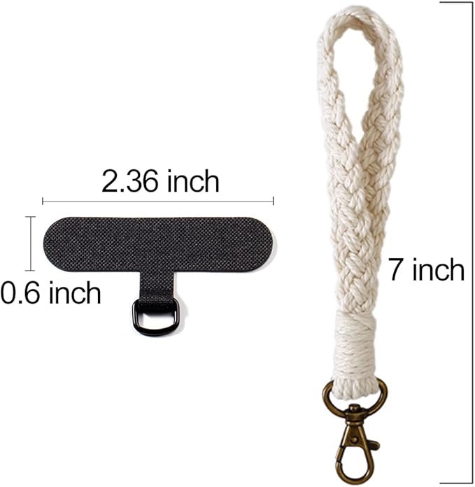 Boho Macrame Phone Wrist Strap, Cell Phone Lanyard with Tether Tab, Keychain Wristlet Charm, Anti-Loss Phone Chain