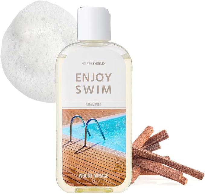 CURESHIELD Enjoy Swim Chlorine Removal & Hard Water Treatment Moisturizing Body Wash, Hydrates & Restores Skin, 6.78 Ounce, 200ml (Woody Mirage)
