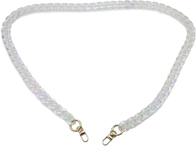 Chunky Acrylic Purse Strap Bag Chain Handle Purse Chain Replacement for Handbag Purse Shoulder Bag (Colorful Transparent,47")