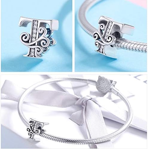 925 Sterling Silver Letter Charms for Pandora Bracelets Alphabet Initial Charms Beads Birthday Christmas Jewelry Gift for Women