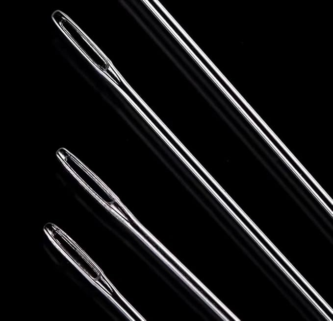 Marcobrothers 10 inch 2 pcs Professional Upholstery Large Eye Long Needle,Easy to Thread,with 1 roll 284 Yard 150D 1mm-Width Leather Sewing Waxed Thread, Silver Black(MJ01-FBA-A0215201-MAXX1MR)