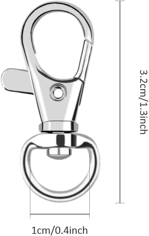 AUGSUN Metal Swivel Clasps Lanyard Snap Hook - 120pcs Lobster Claw Clasp for Keychain Crafts (Silver)