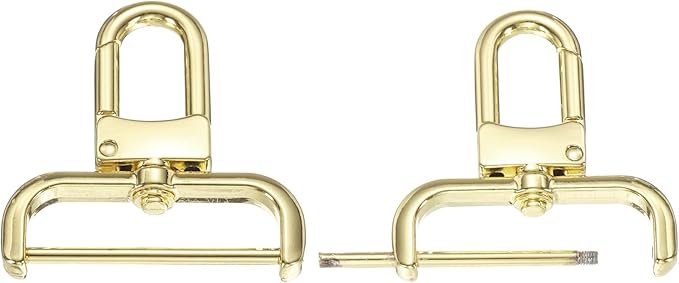 PATIKIL 1.5 Inch Swivel Clasp Hooks, 2 Pcs Detachable Snap Hook with Screw Bar, Swivel Lobster Claw Clasps for Bag Strap Replacement Purse Lanyard DIY Craft Hardware, Light Gold