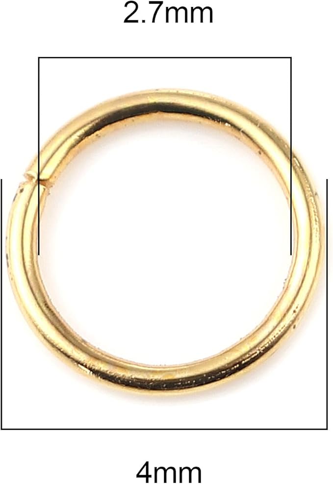 200 Pieces - 4mm Jump Rings Gold Tone Plated - 21 Gauge (0.7mm Thickness)