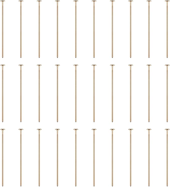 HARFINGTON 100pcs Flat Head Pins 0.94" 24mm Needles Bulk for Earring Pendant Necklace Bracelet Charm Jewelry Making Findings DIY Craft, Champagne Gold