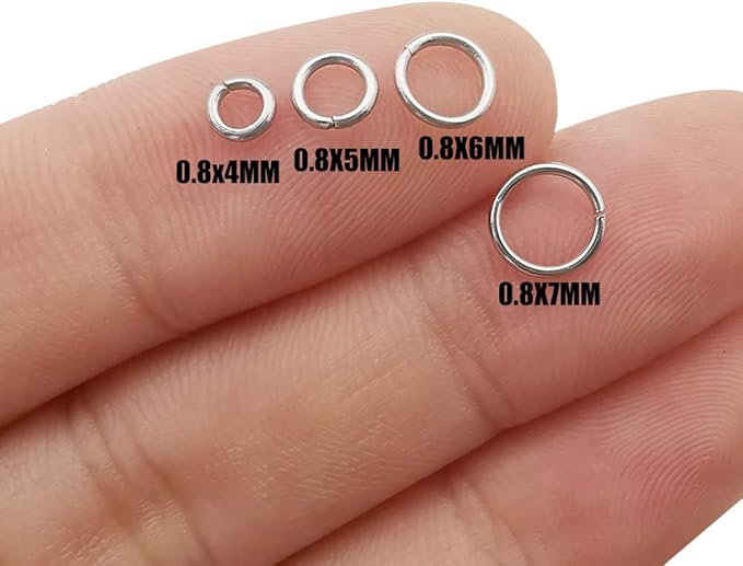 1200 Pcs Mix 4mm 5mm 6mm 7mm Stainless Steel Rings Jump Rings Connector Rings for Jewelry Making Necklaces Bracelet Earrings Keychain DIY Craft (M533)