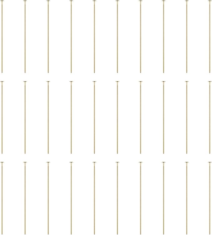 HARFINGTON 100pcs Flat Head Pins 1.57" 40mm Needles Bulk for Earring Pendant Necklace Bracelet Charm Jewelry Making Findings DIY Craft, 18K Gold