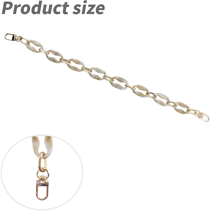 Crapyt Oval Resin Purse Chain Strap Acrylic Marbled White DIY Craft 40cm/15.75" 1 PCS Elegant Stylish Modern Bag Straps Replacement Decor