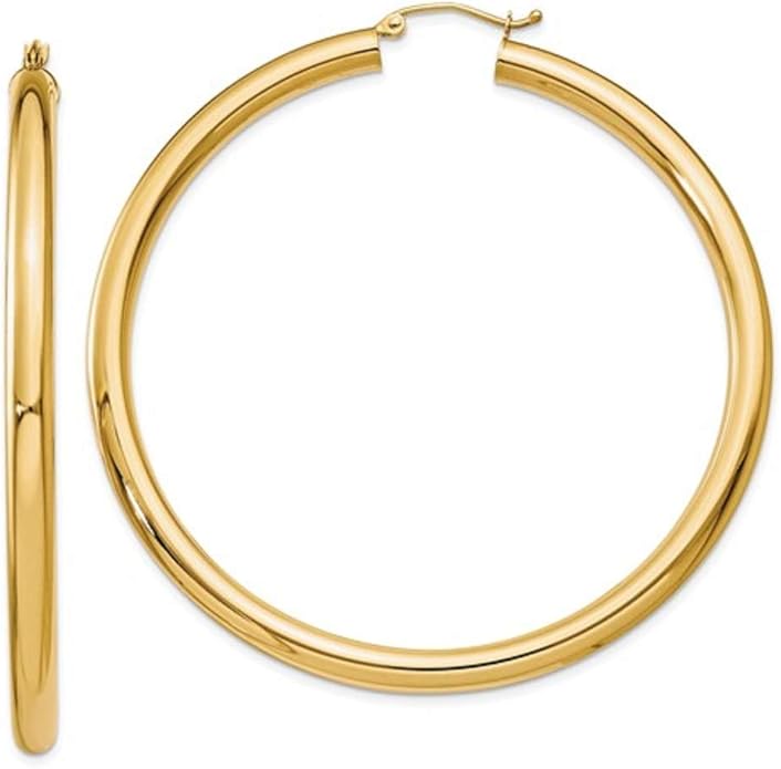 14K Gold Hoop Earrings, 4mm Thick