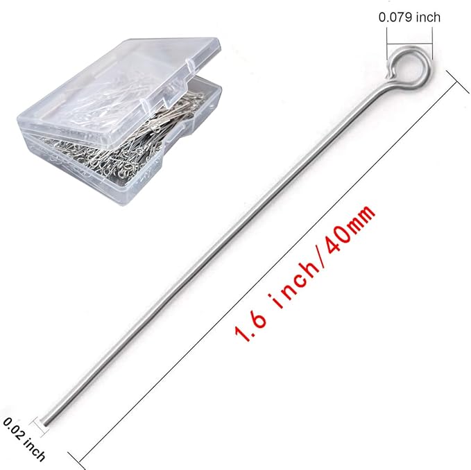 Hot 300 Pcs 1.6 Inch 304 Stainless Steel Open Eye Pins Headpins for Jewelry Necklace Making, (Silver)