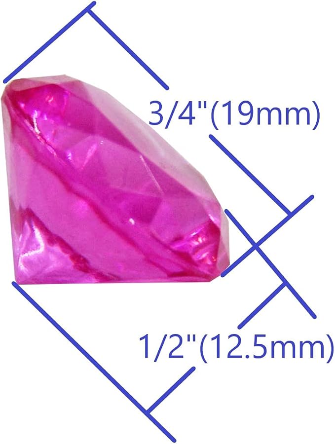 WELMATCH Fuchsia Acrylic Diamond Vase Fillers 1 Pound - 240 pcs 3/4 Inch Wedding Party Event Banquet Birthday Decoration Crystals Gem Table Scatters (Fuchsia 240 pcs)