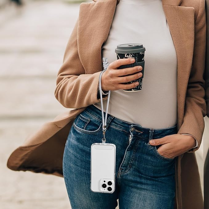 Anti-Theft Phone Lanyard Crossbody & Wrist Strap | 2 Phone Tabs, Secure Lock Design | Universal for All Phones | Adjustable Strap with Premium Metal Buckles | Skin-Friendly Nylon