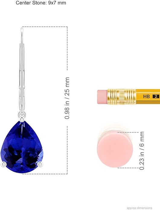 ANGARA Natural Tanzanite Earrings for Women | Solitaire Pear-Shaped Tanzanite Leverback Earrings in 14K Solid Gold/Platinum | December Birthday, Anniversary, Gemstone Jewellery Gift