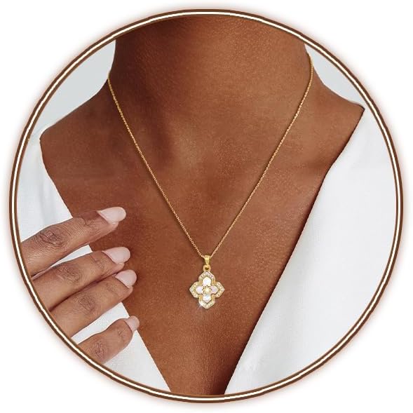 Luxval Diamond Pendant Gold Necklace for Women，Dainty 18k Gold Plated Choker Necklaces Simple Gold Jewelry Gifts for Women Girls