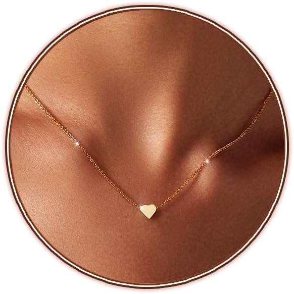 Airmb Cute Heart Necklace for Women Gold/Silver Plated Heart Pendant Choker Necklaces Tendy Love Heart Chain Necklace Dainty Gold/Silver Necklace Jewelry Gifts for Women
