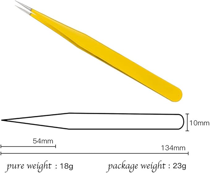MAXLEAF 2pcs Stainless Tweezers Straight Curved Tweezers for Stickers Eyelash Extensions Precision Electronics Nail Rhinestone Jewelry, Scrapbooking Tools (Yellow)