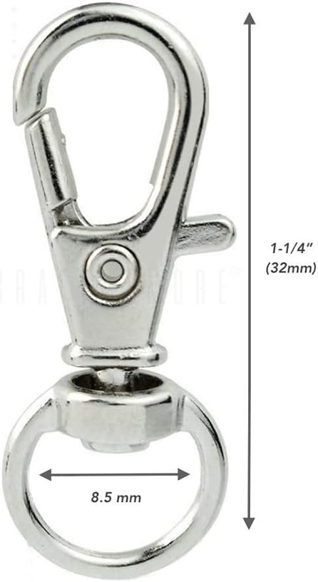 CRAFTMEMORE 50 pcs Swivel Clasps Lanyard Clips Snap Hook Metal Lobster Claw Clasp PLTN (Silver)