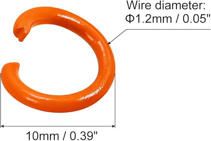 uxcell Open Jump Rings, 10mm Colorful O-Ring Connectors for DIY Crafts Jewelry Making, Carbon Steel, Orange, 100Pcs