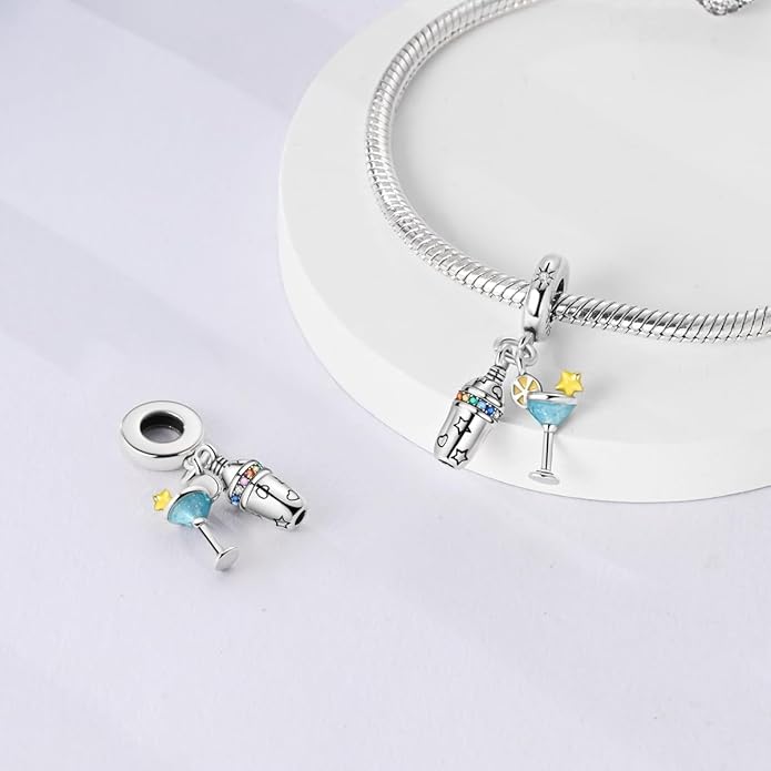 NARMO Charms for Bracelets 925 Sterling Silver Star Dangle Charms Car Keys Lipstick Dangle Charm Beads for Women Bracelets Necklace