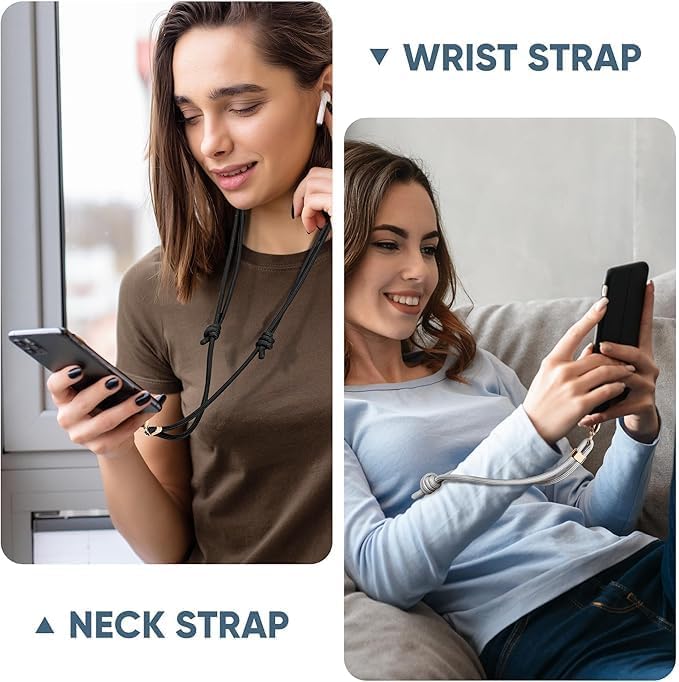 Anti-Theft Phone Lanyard Crossbody & Wrist Strap | 2 Phone Tabs, Secure Lock Design | Universal for All Phones | Adjustable Strap with Premium Metal Buckles | Skin-Friendly Nylon
