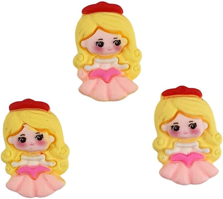 Heyiwell 25PC Flatback Resin Cute Princesses Girls Slime Charms for Scrapbooking Embellishments Making Girls Hairclip Hair Bows Ornament DIY Craft 26X18mm