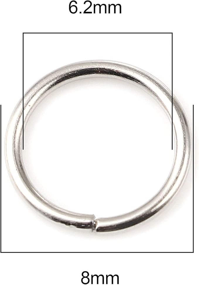 200 Pieces - 8mm Jump Rings Silver Tone - 18 Gauge (1mm Thickness)
