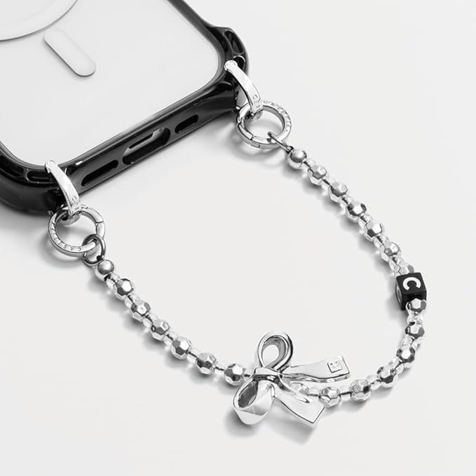 CASETiFY Charm Keychain - Metallic Bow/Classic Pearl/Shiny Silver/C Cube Chain