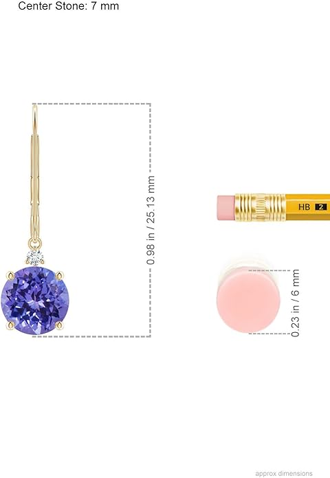ANGARA Natural Tanzanite Earrings for Women | Tanzanite and Diamond Leverback Drop Earrings in 14K Solid Gold/Platinum | December Birthday, Anniversary, Gemstone Jewellery Gift