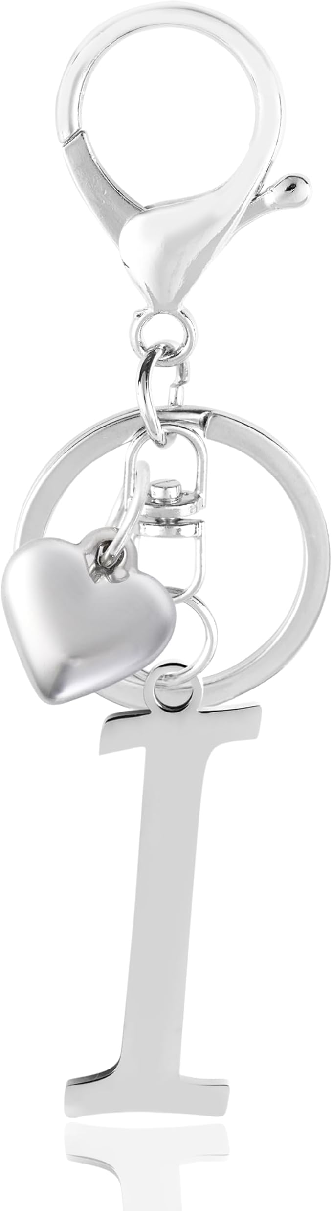 A-Z Heart Initial Letter Keychain, Stainless Steel Alphabet Charm for Handbags, Gift for Women and Girls