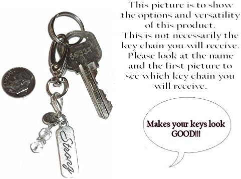 Hidden Hollow Beads Birthstone Charm Key Chain Ring, Women's Purse or Necklace Charm, Comes in a Gift Bag! (April)