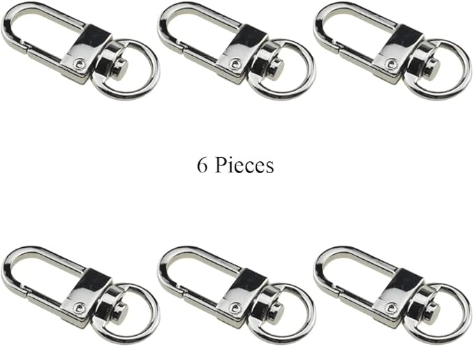 Hahiyo 34mm Length Swivel Lobster Clasp One Handed Operation Strong Hinge Smooth Locking Motion Zinc Alloy Push Gate Trigger Snap Hook Buckles Silver 6 PCS for Crossbody Purse Chain Connect Key Fobs