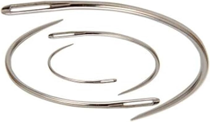 4 Pcs Silver Curved Leather Sewing Needles, Heavy Duty for Weaving and Crafts, Sewing Sharp Needles, Hand Sewing Needles, Sharps