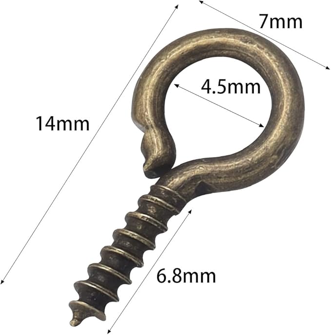 0.55inch/7X14mm Screw Eye Pins for Jewelry Making Eyepins Hook Eyelets Screw Threaded Gold Tone Clasps Hooks for DIY Jewelry Making 200 pcs/lot