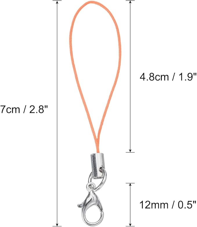 HARFINGTON 100Pcs Clasp Cords Clasp Strap Lanyard Charm Short Finger Rope with Lobster Clasp for Cellphone Cases Keychain DIY Jewelry Making, Orange